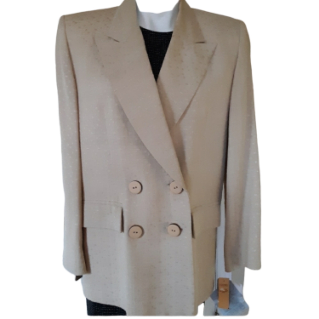 Christian Dior Rare, Vintage, 100% Silk, Bone & Black Colored Blazer Sz. 8 Nwt!